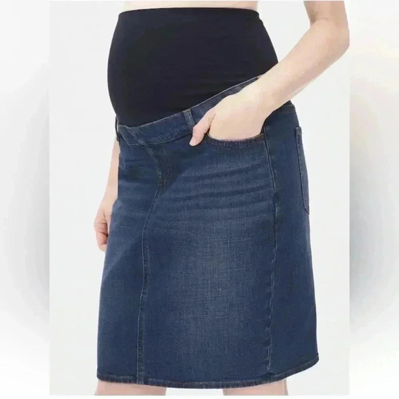 GAP Maternity Full Panel Denim Skirt Dark Wash Size  4 - Picture 6 of 9